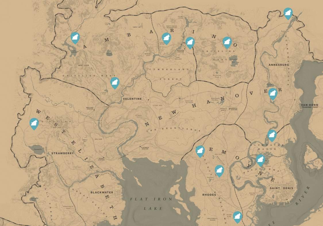 tjene en gang Udgangspunktet Red Dead Redemption 2 - Map Finder Secret Locations